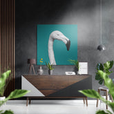Albino Flamingo Brushed Aluminium Dibond Wall Art.
